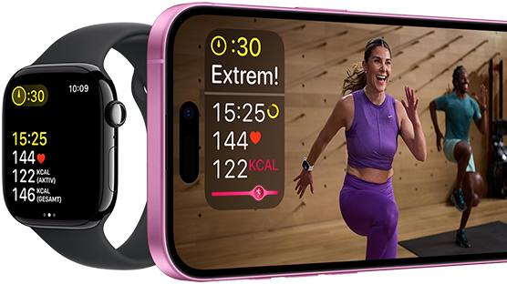 Trainingsdaten, gezeigt auf Apple Watch Series 10 und iPhone