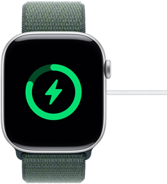 Eine fast vollständig aufgeladene Apple Watch Series 10.